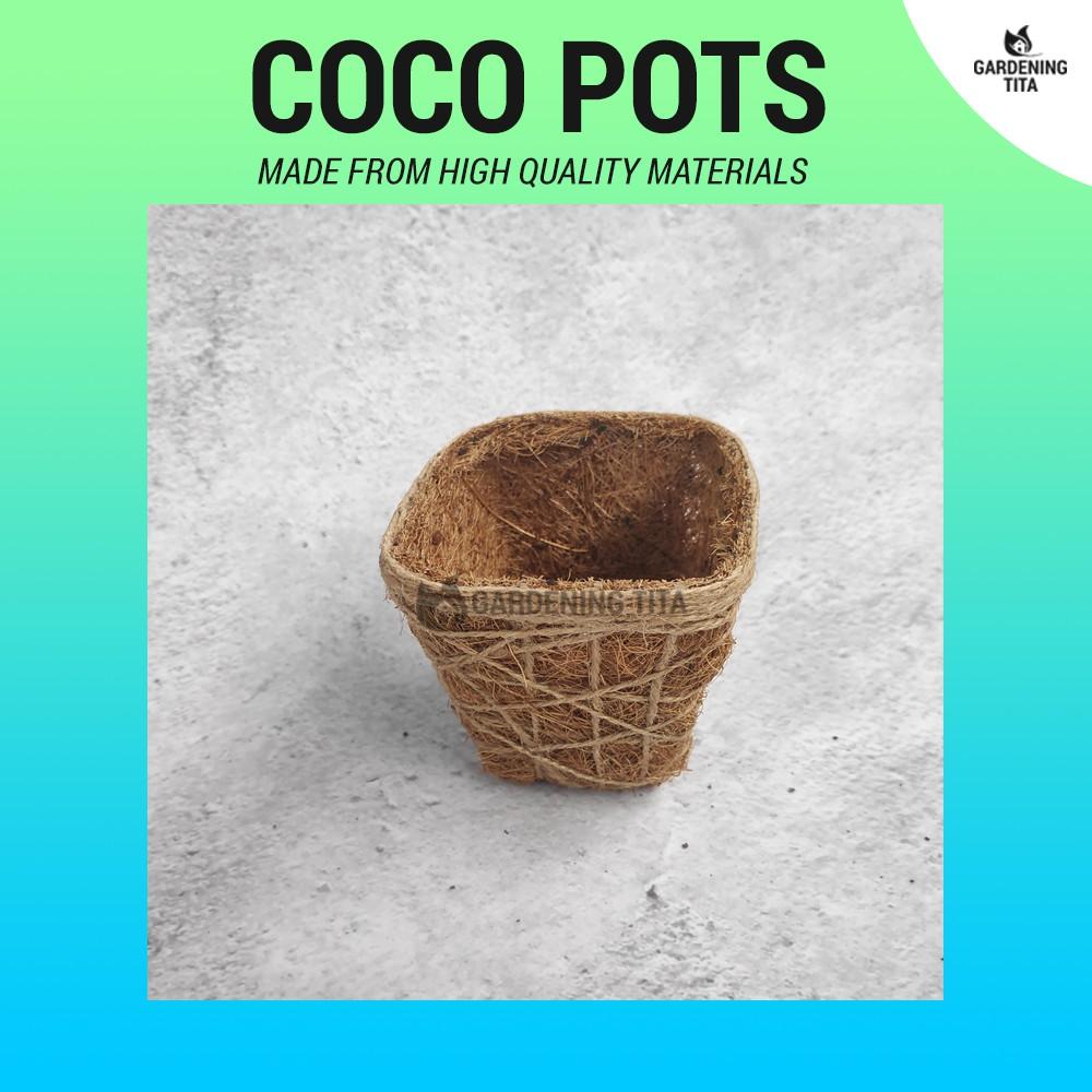(2 pcs) Premium Handmade Coco Pots for Cactus &amp; Succulents