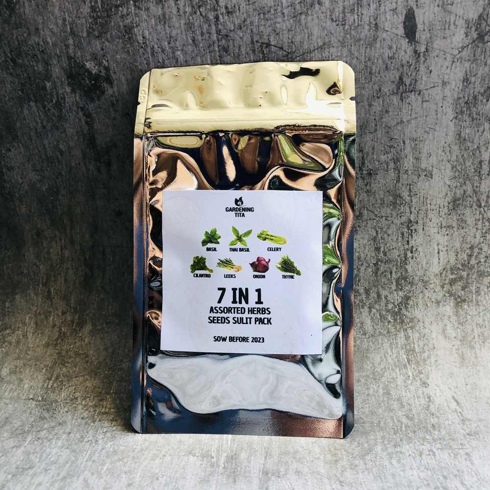 7 in 1 Assorted Herbs Seeds Sulit Pack (Basil, Thai Basil, Cilantro, Celery, Thyme, Leeks, Onion)