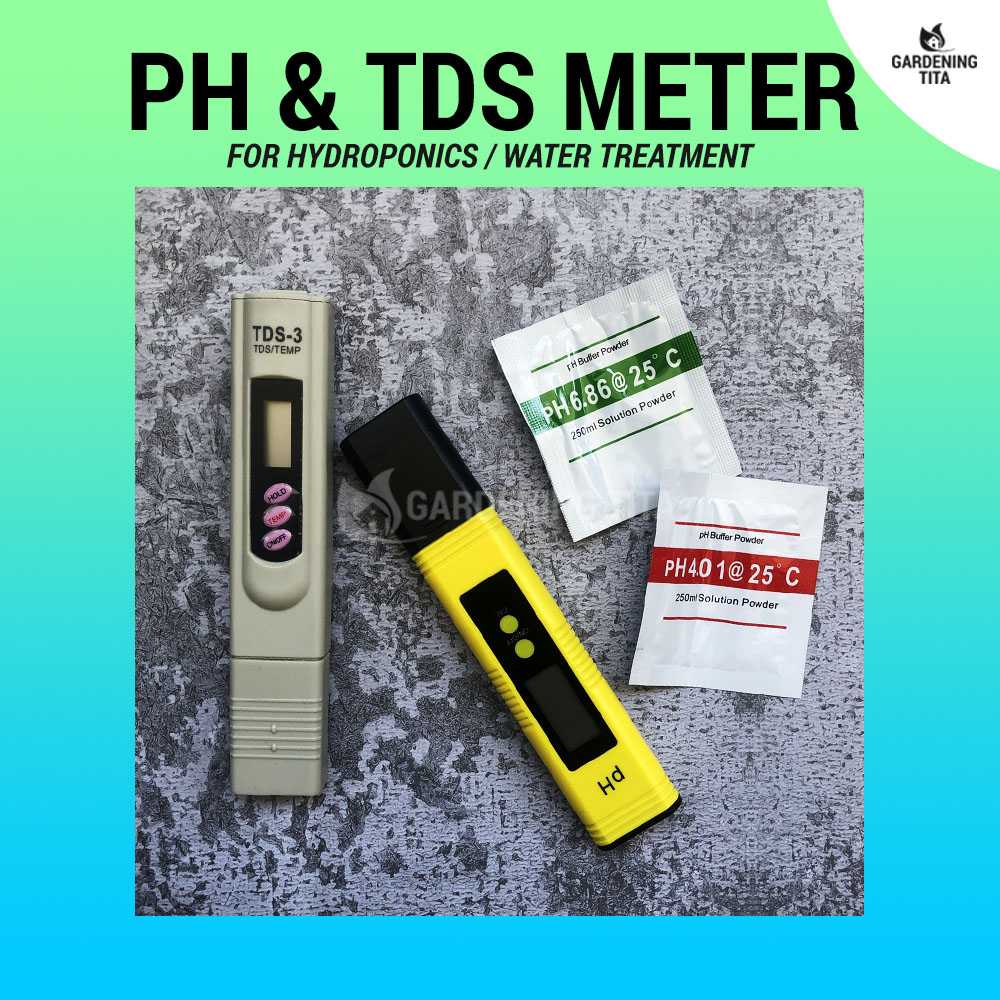 Digital pH & TDS Meter with FREE Calibration Powder - For Hydroponics / Water Quality Measurement
